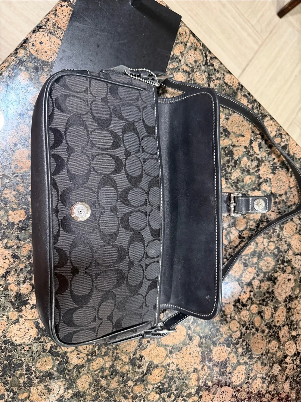 Coach Y2K black Hamptons Flap Baguette bag